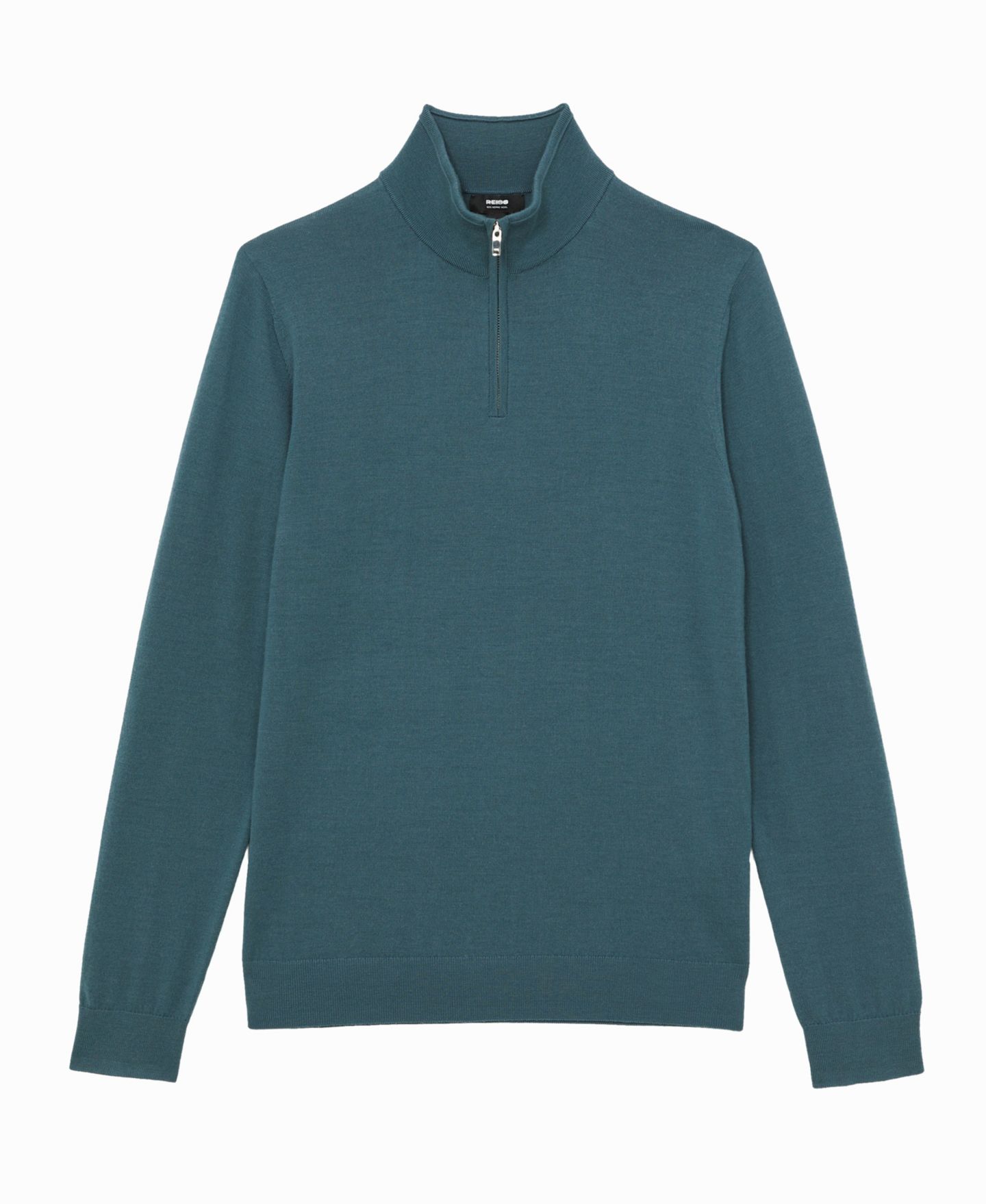 Мужской свитер REISS Blackhall Merino Wool Half-Zip Funnel Neck, цвет: Синий — фото 5