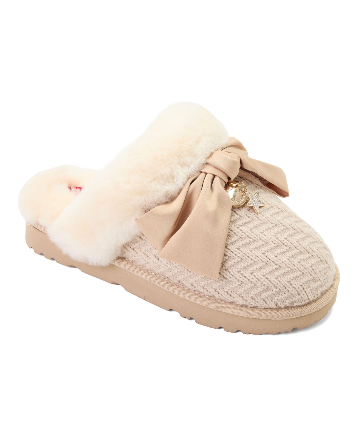 Dearfoams Women's Daniella Karagach's Fireside Knit Shearling Scuff Slippers
