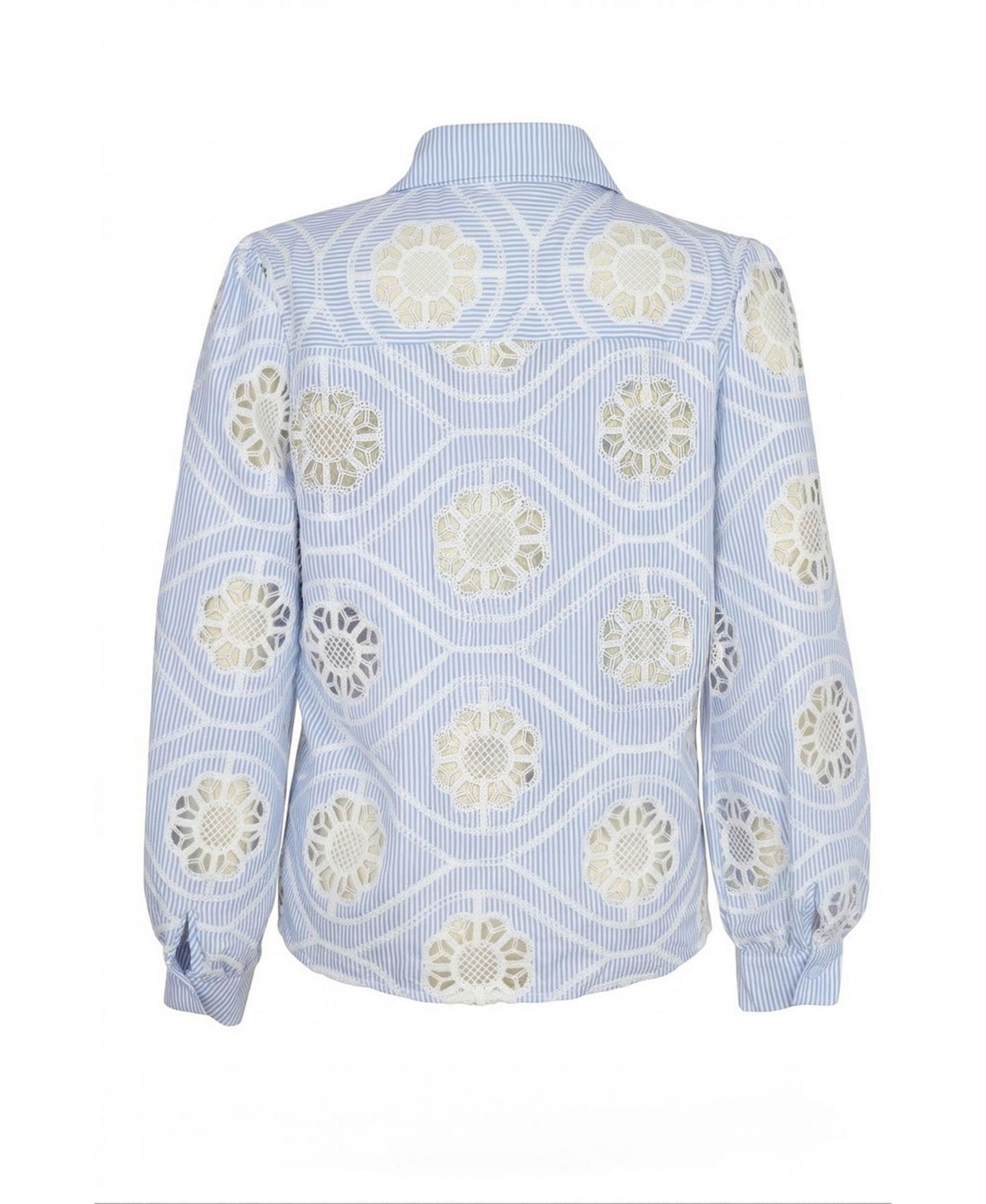 Женская рубашка Modenaire Striped Eyelet Collared Button-Down — фото 6
