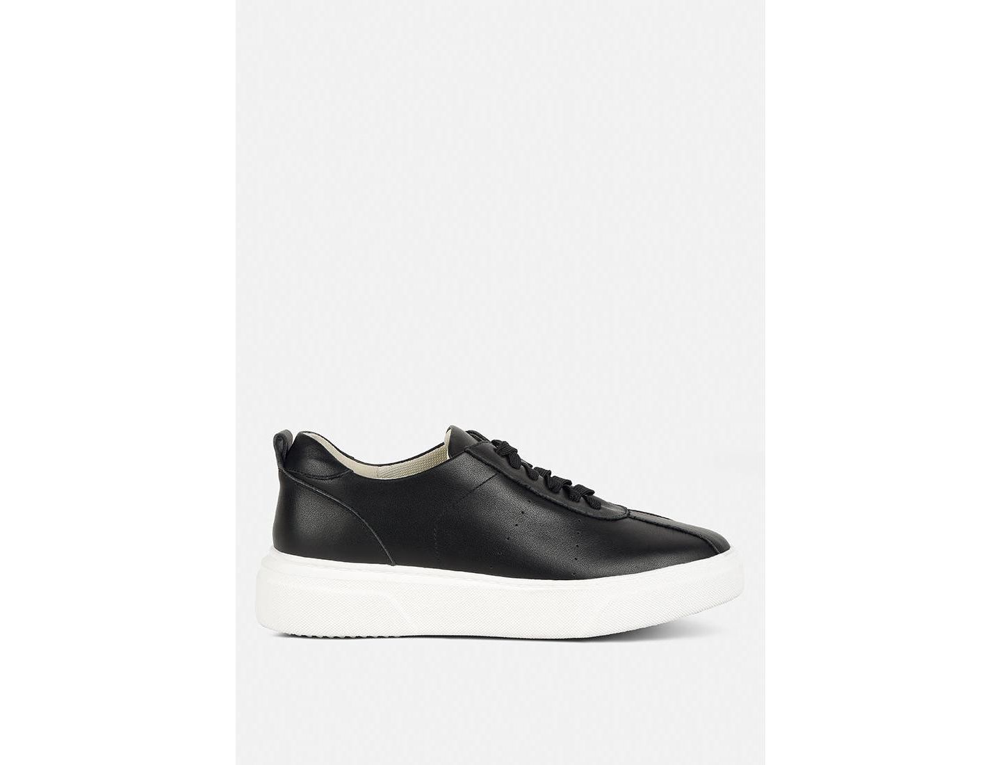 Женские кроссовки Rag & Co Magull Solid Lace Up Leather, цвет: Чёрный — фото 4