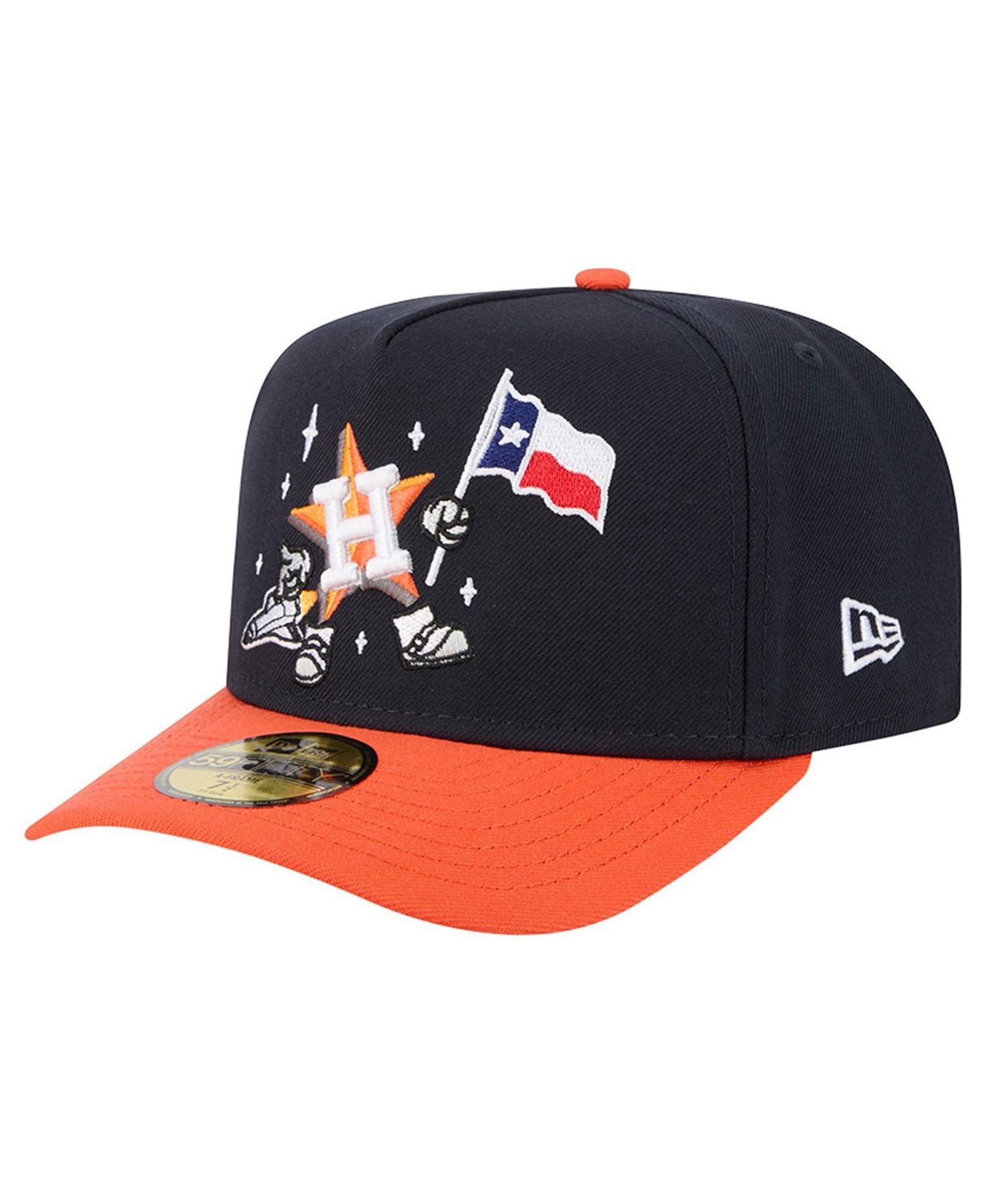 Мужская кепка New Era Navy/Orange Houston Astros Cartoon A-Frame 59FIFTY Fitted Hat — фото 3