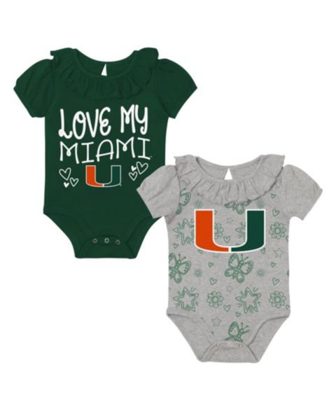 Outerstuff Baby Boys and Girls Green/Gray Miami Hurricanes Two-Pack Playtime Ruffle Bodysuit Set