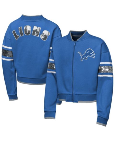 Куртка Outerstuff Blue Detroit Lions MVP Full-Zip Sequin Bomber для девочек