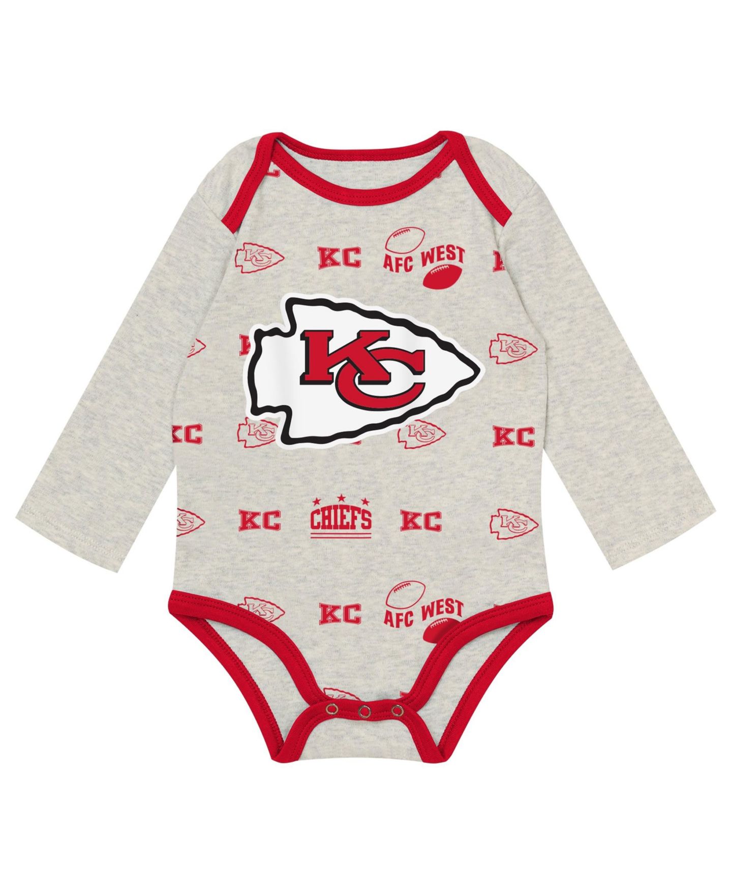 Outerstuff Baby Boys and Girls Heather Gray Kansas City Chiefs Huddles & Giggles 3-Piece Pant and Hat Set — фото 2