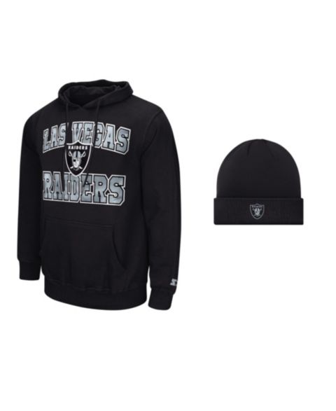 Мужские худи Starter Black Las Vegas Raiders and Cuffed Knit Hat Combo Pack