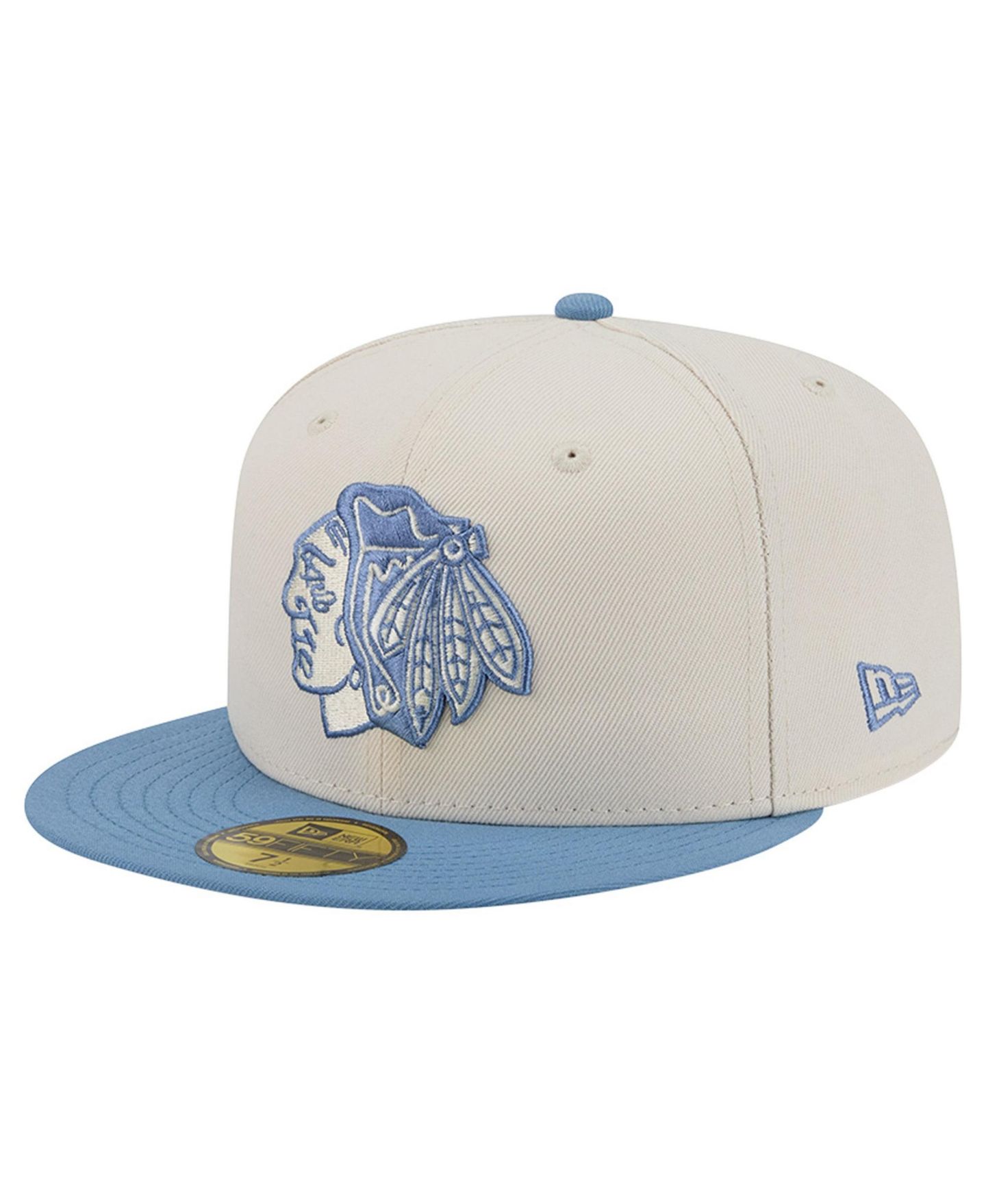 Мужские головные уборы New Era Cream/Blue Chicago Blackhawks Color Pack Two-Tone 59FIFTY Fitted Hat — фото 1