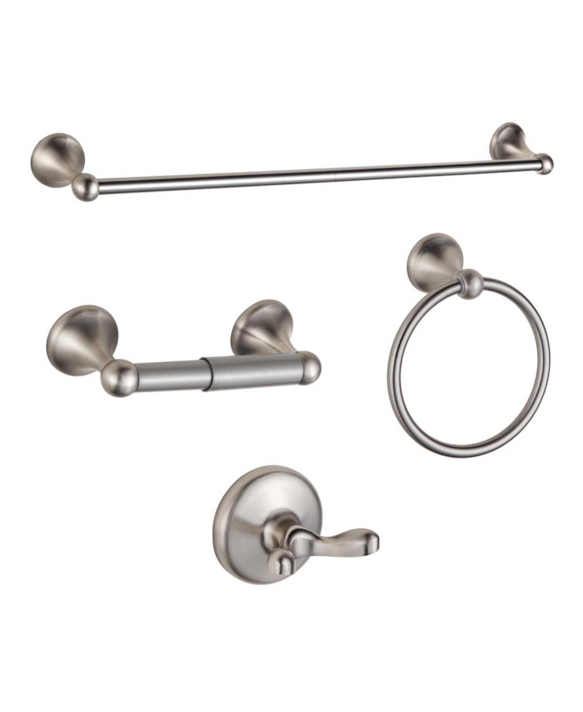 Cyqbd 4 Pieces Bathroom Accessory Set Towel Bar Hardware Wall Mounted - Brushed nickel