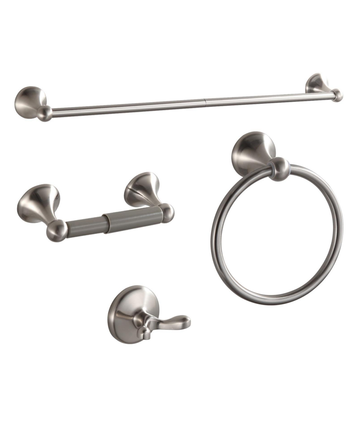 Cyqbd 4 Pieces Bathroom Accessory Set Towel Bar Hardware Wall Mounted - Glossy stain nickel