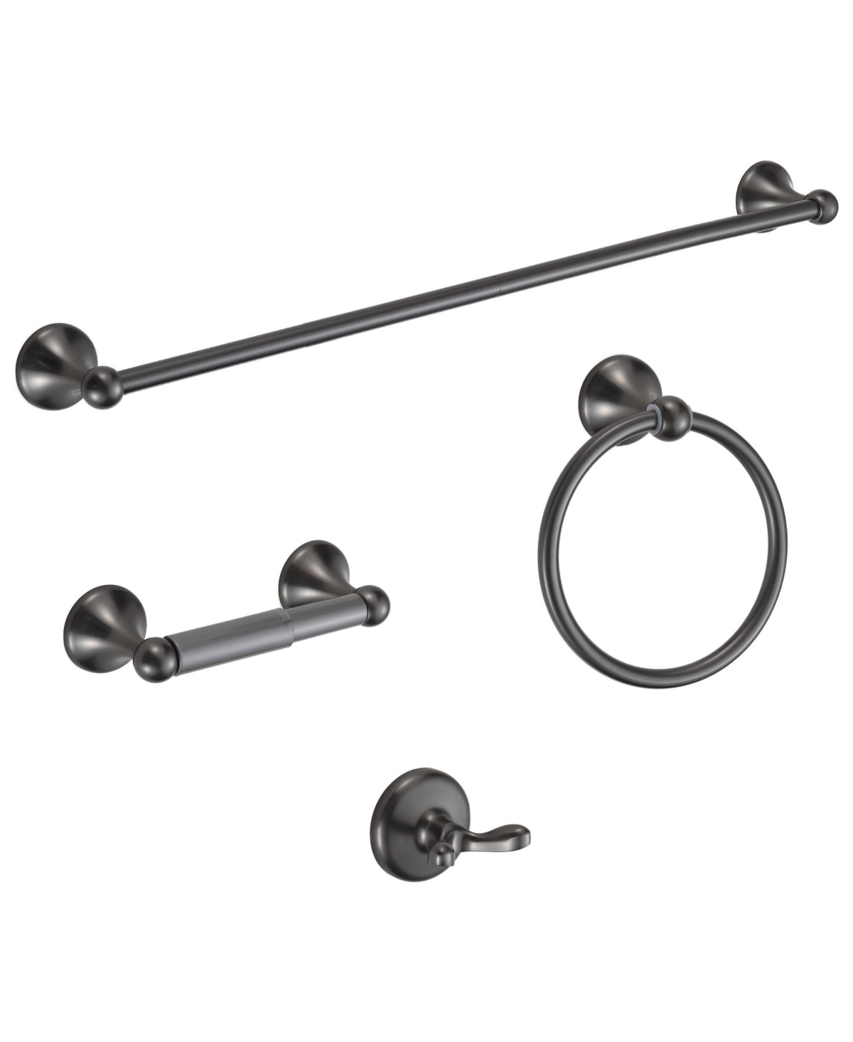 Cyqbd 4 Pieces Bathroom Accessory Set Towel Bar Hardware Wall Mounted - Gunmetal grey