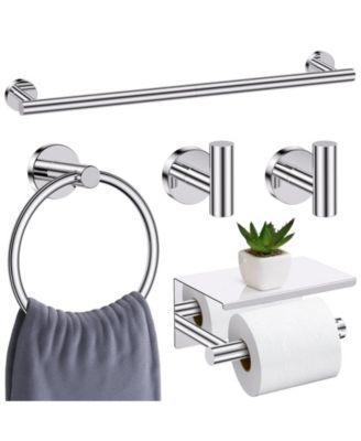 5 Pieces Bathroom Hardware Set Towel Bar Toilet Paper Holder Rack