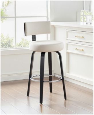 26" Mid-Century Swivel Bar Height Bar Stools, Faux Leather Kitchen Stools