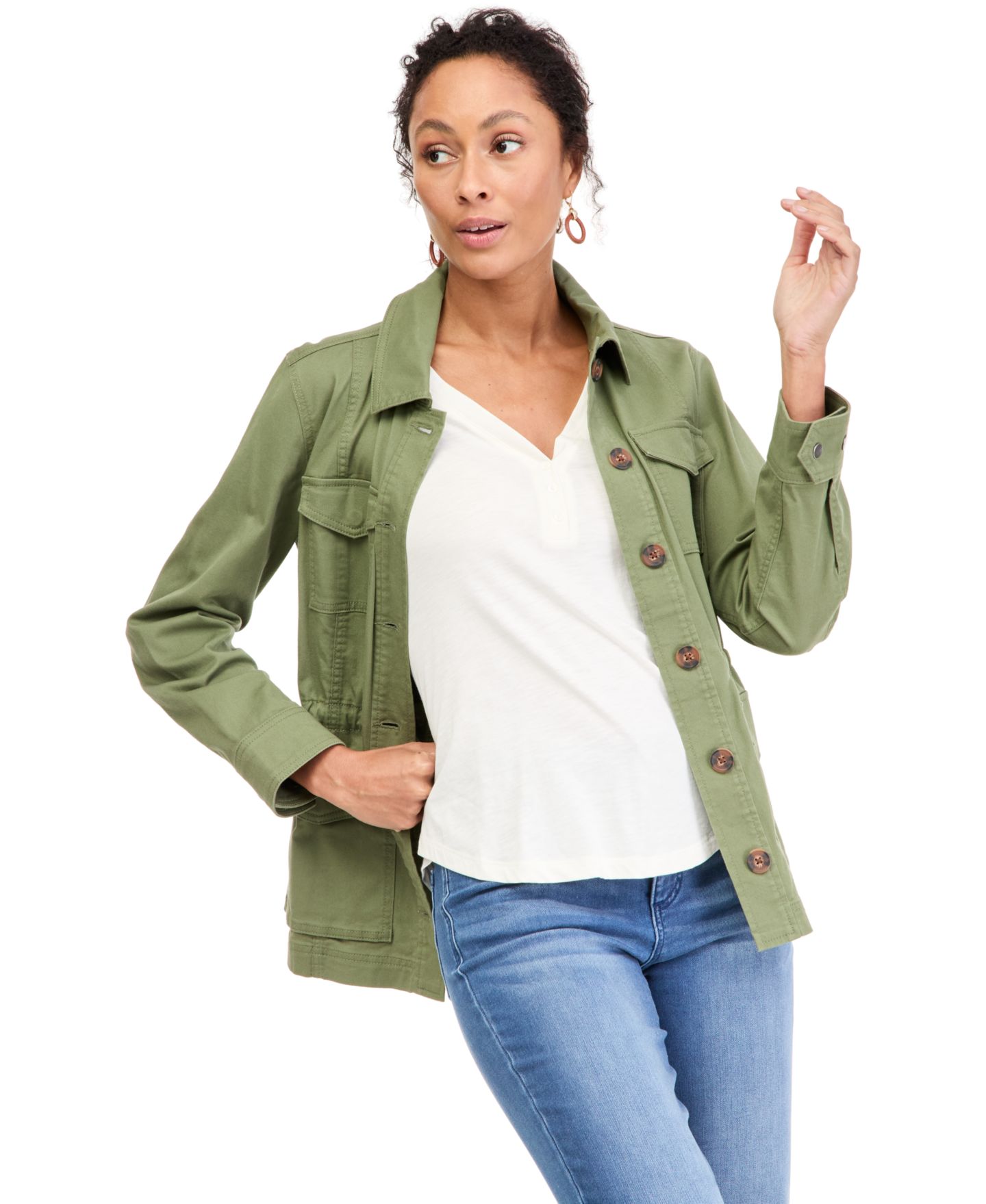 Женский топ Style & Co V-Neck Dolman Sleeve, цвет: Ванильный — фото 2