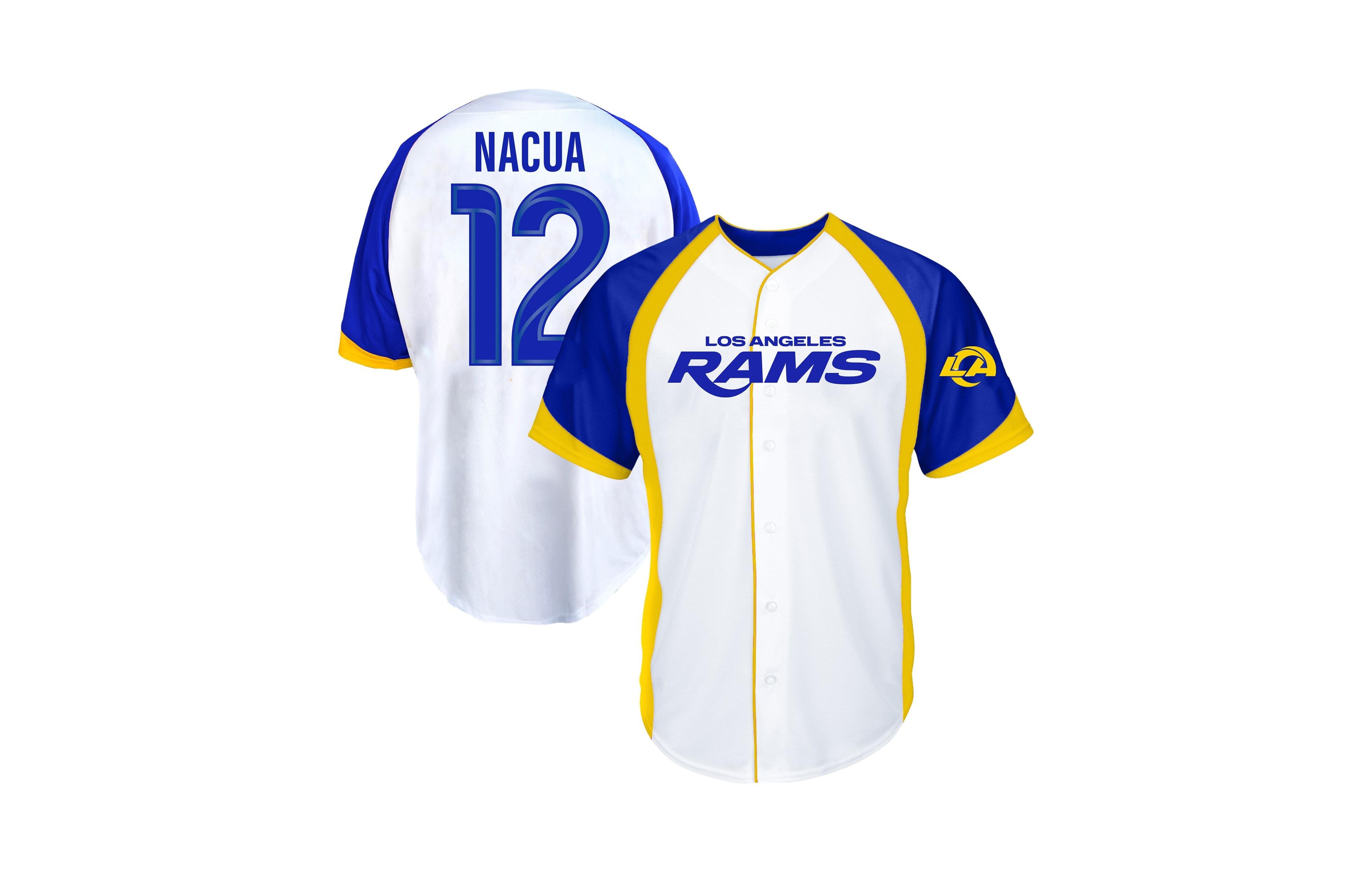 Fanatics Men's Big & Tall Los Angeles Rams Puka Nacua Button-Up Raglan-Sleeve Jersey