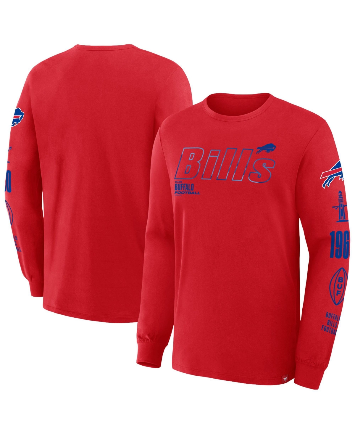 Fanatics Men's Big & Tall Checkdown Pass Long-Sleeve Screen-Print T-Shirt - Red