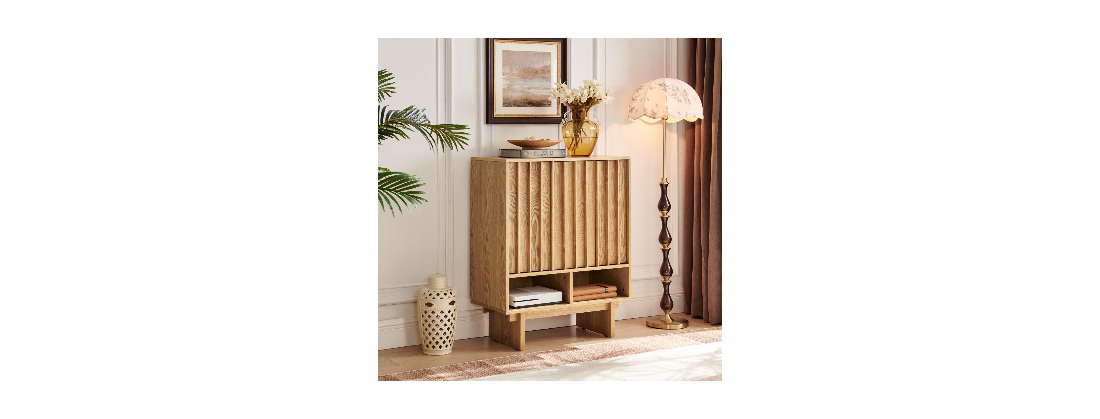 Streamdale Furniture Mid Century Modern 3-Door Sideboard Buffet Cabinet with Storage
