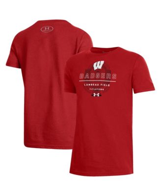 Big Boys and Girls Red Wisconsin Badgers 2026 Lambeau Field Collection Tonal Stadium Performance T-Shirt
