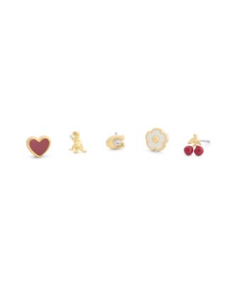 Women's Crystal Gold-Tone Stud Earrings, 5-Piece set