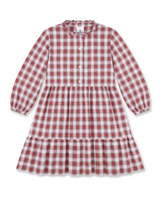 Girls' 4-16 Plaid Long-Sleeve Ruffle-Trim Shirt Dress