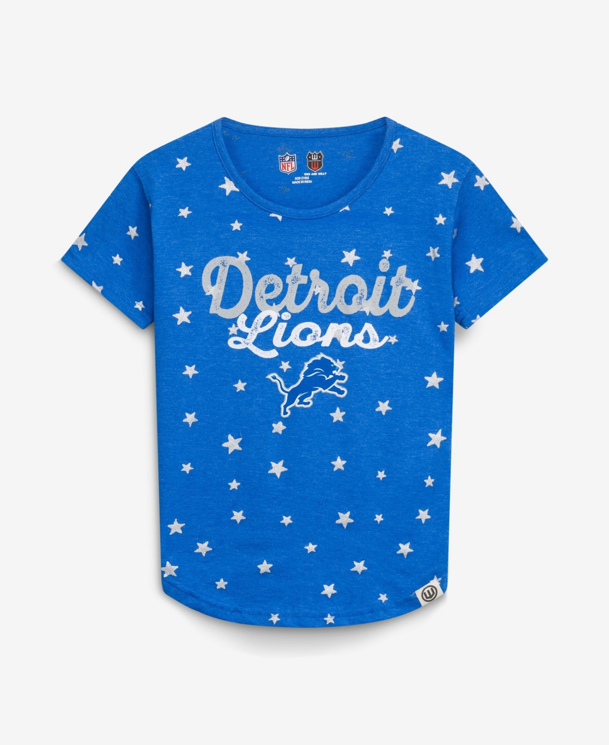 Wes & Willy Girls' 4-16 Detroit Lions Shimmer Star T-Shirt