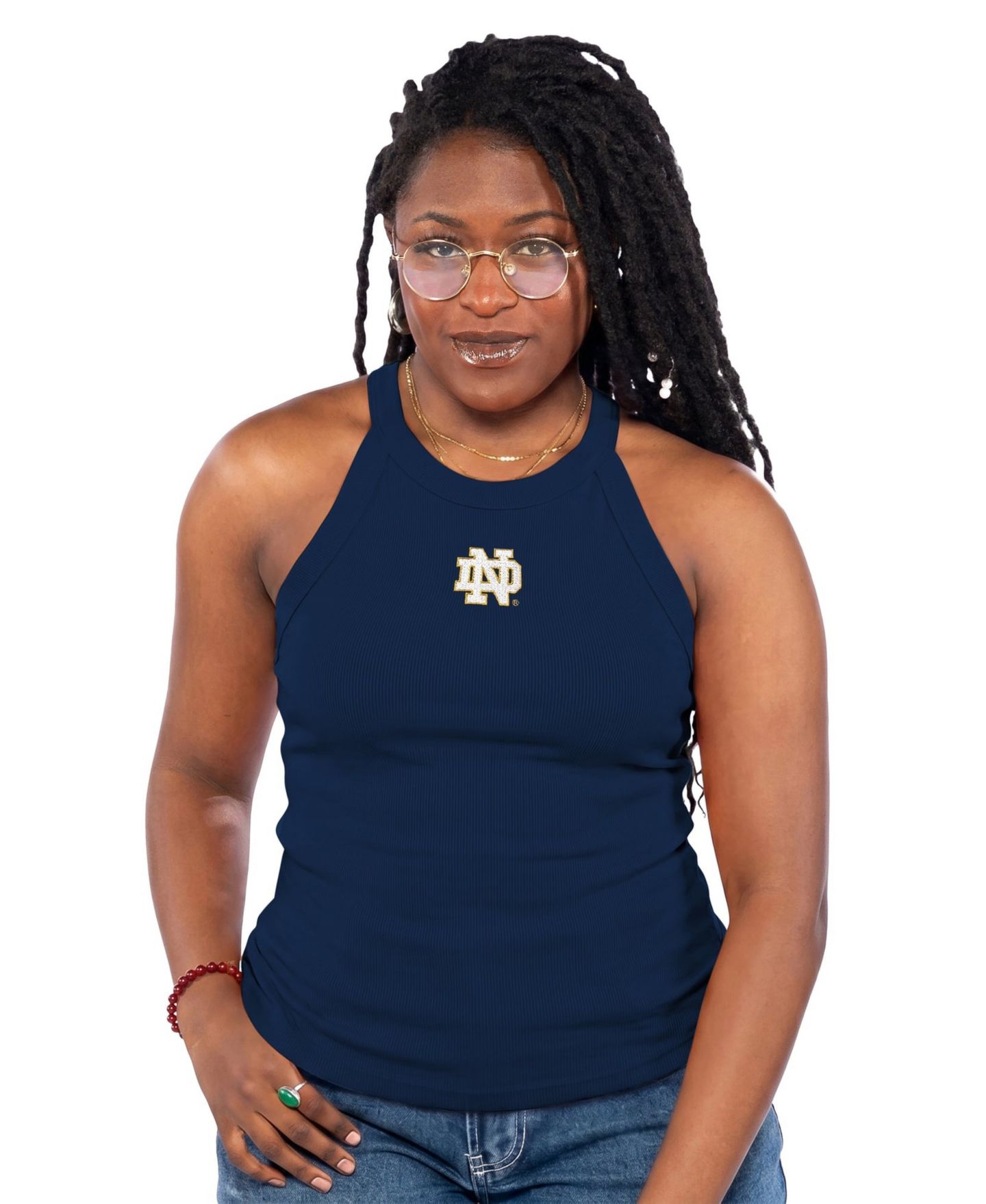 Женский топ ZooZatz Navy Notre Dame Fighting Irish Tri-Blend Racerback Ribbed — фото 1