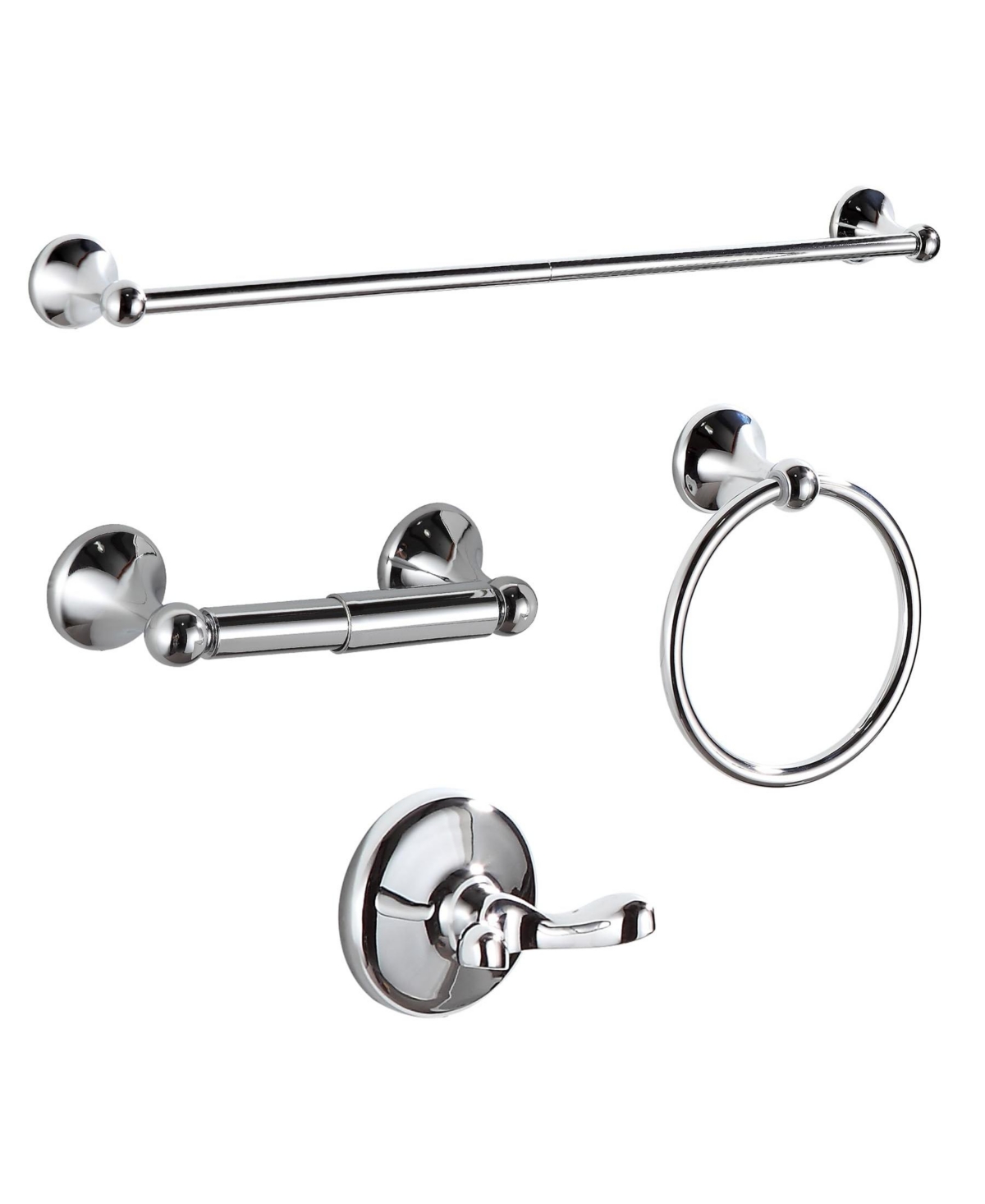 Cyqbd 4 Pieces Bathroom Accessory Set Towel Bar Hardware Wall Mounted - Chrome