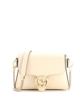 Small Interlocking Chain Crossbody Leather Bag, 8"W x 6"H x 2.5"D