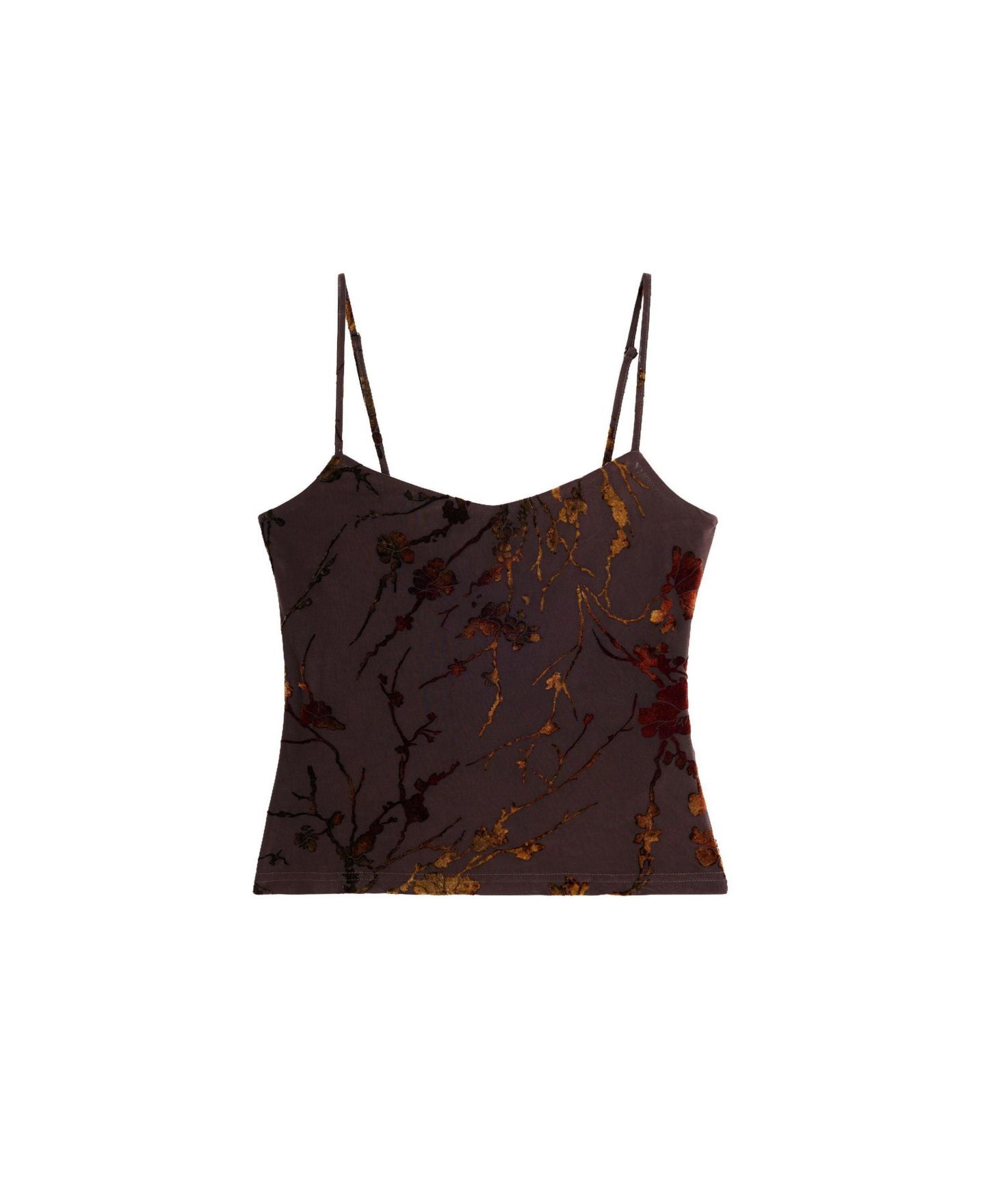 Женский топ Desigual Floral-Print Spaghetti-Strap Cropped, цвет: Коричневый — фото 3