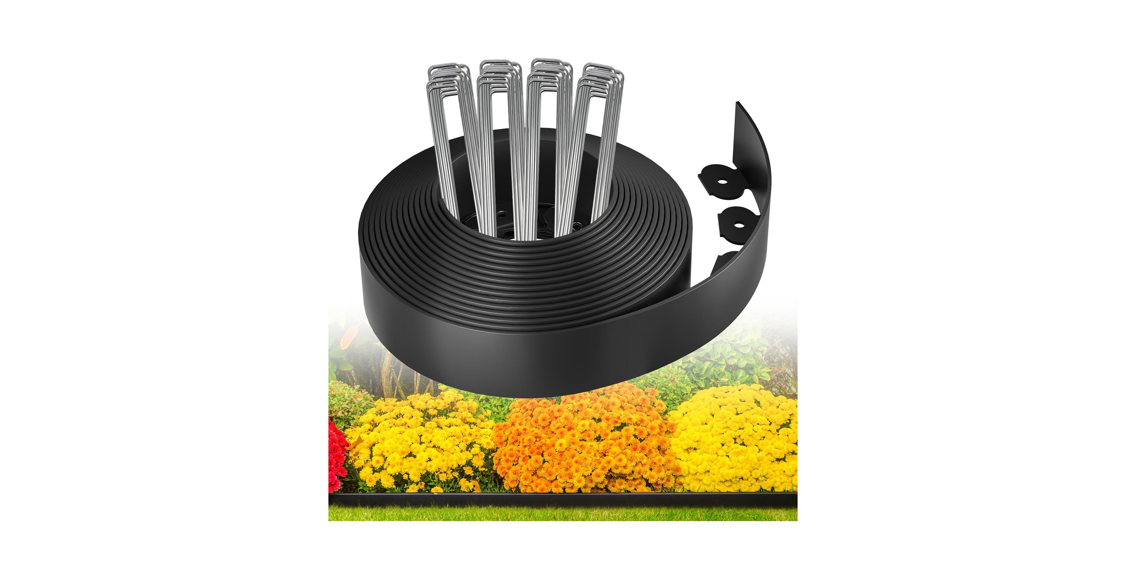 Aofar Plastic Garden Edging Border with 100 U-shaped Metal Stakes for Yard Landscaping
