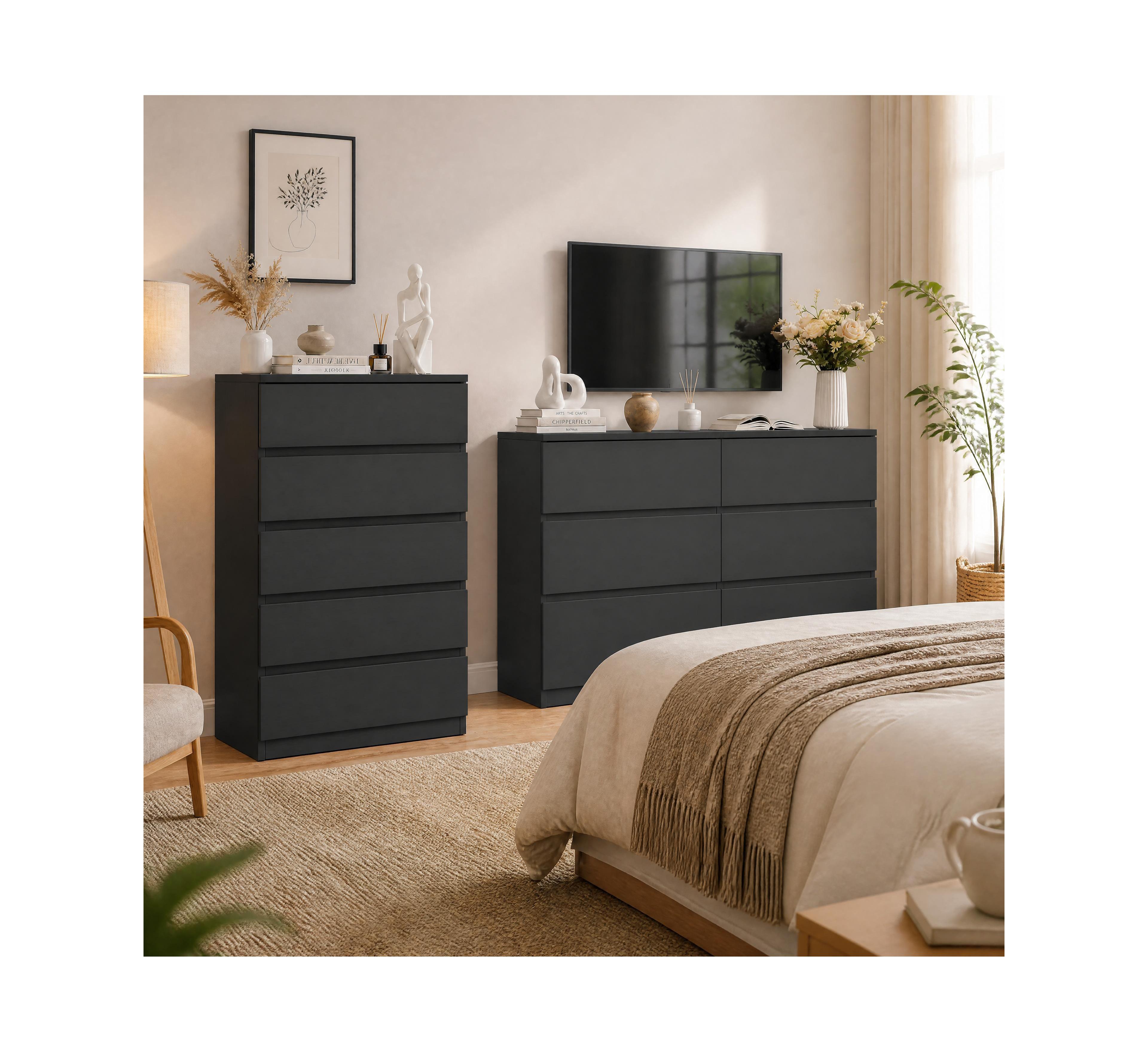 gaomon 5-Drawer 40.6" Tall Dresser + 47" Wide 6-Drawer Chest Bedroom Storage Set