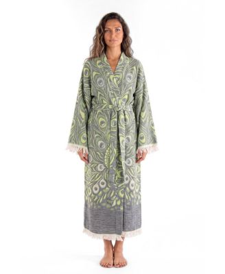 Women's Pia Handwoven Jacquard Printed Fringed Festival Robe