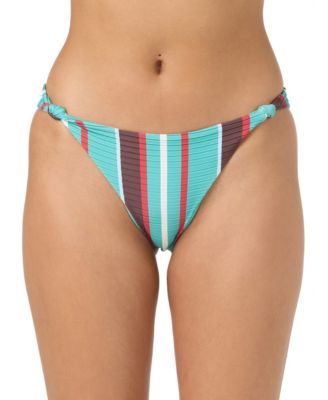 Women's Getaway Striped High-Cut Knotted Bikini Bottom