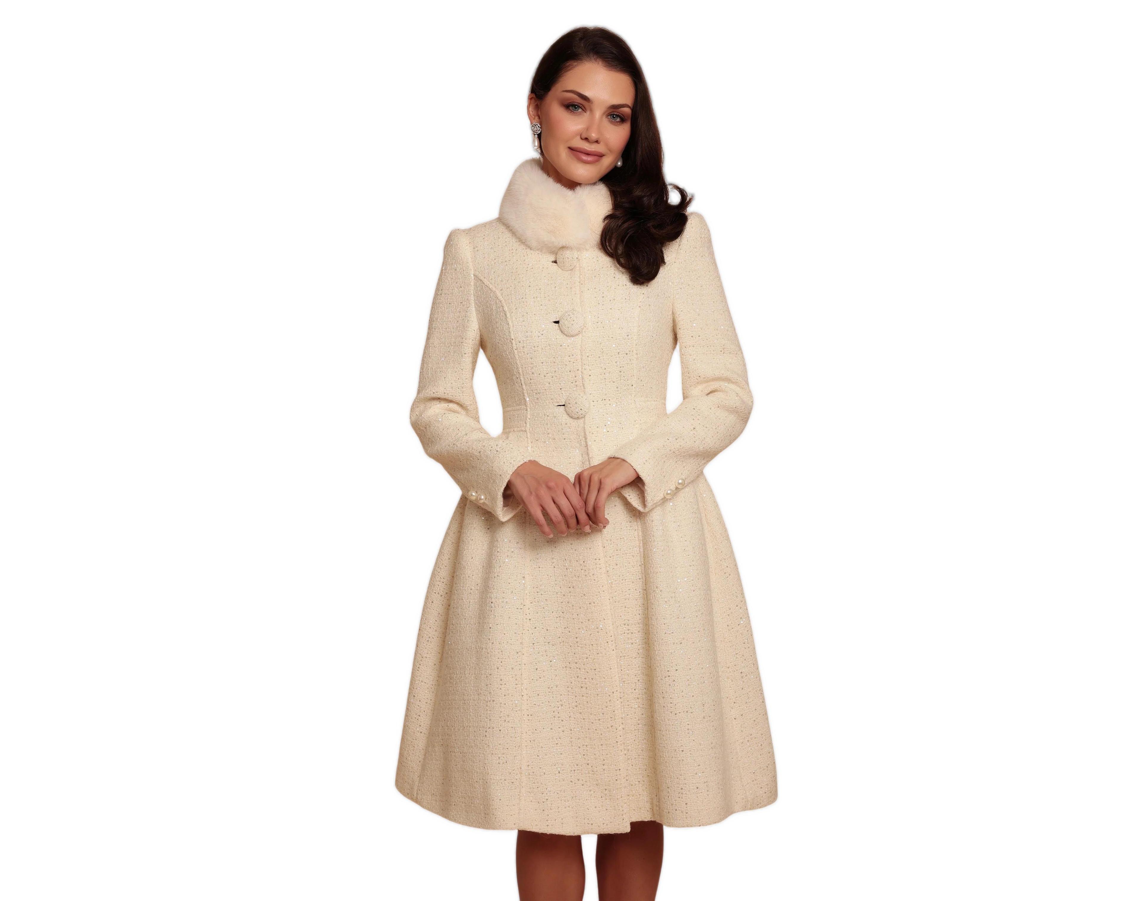 Santinni Women's Starlet Wool Tweed A-Line Coat