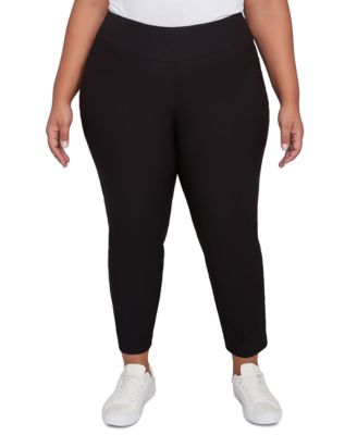 Plus Size Silk Tech Pull-On Ankle Straight-Leg Pants