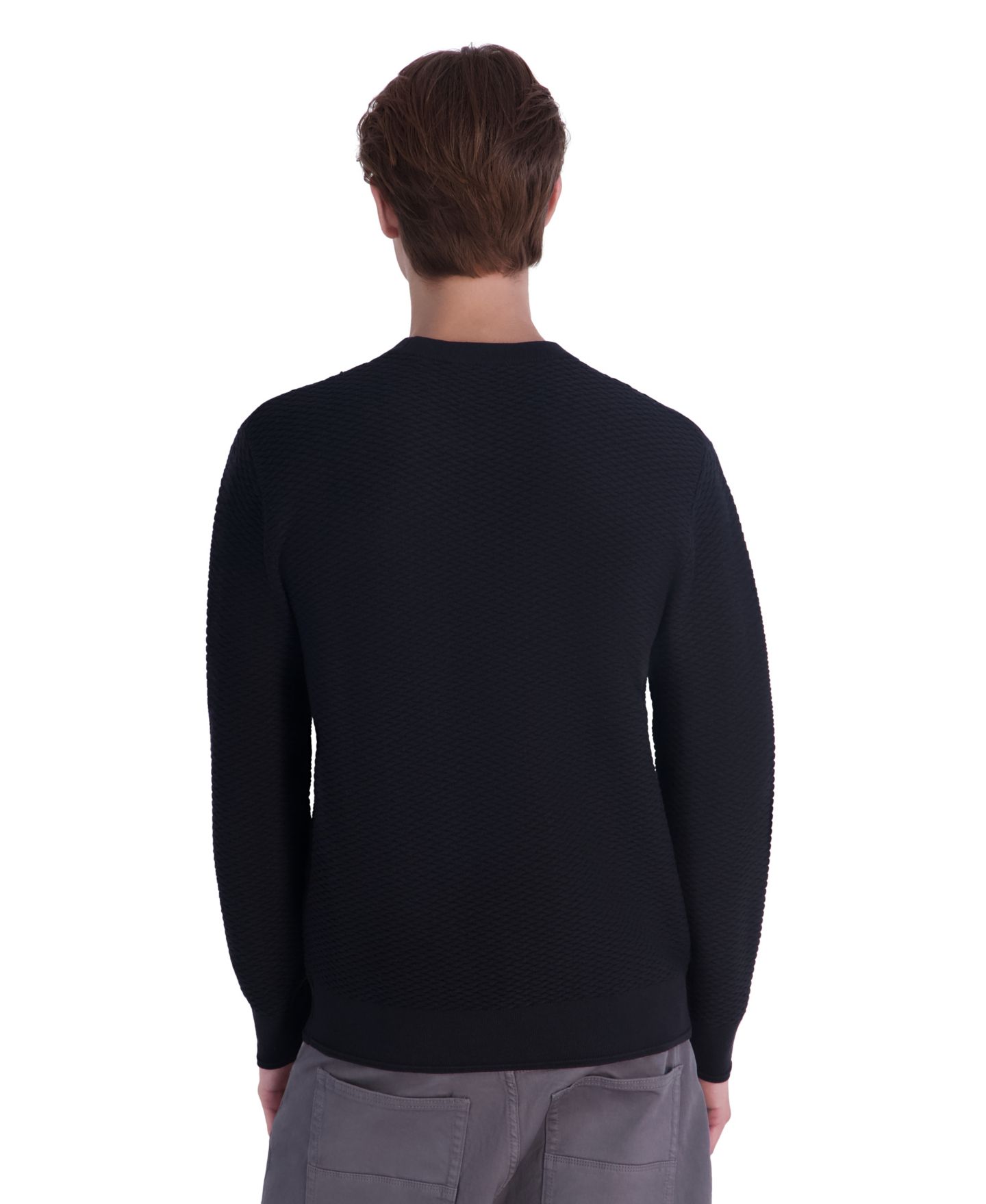 Мужской свитер KARL LAGERFELD PARIS Textured Crewneck Modern-Fit, цвет: Чёрный — фото 5