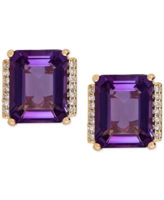 Gemstone and Diamond Accent Stud Earrings in 14k Gold  