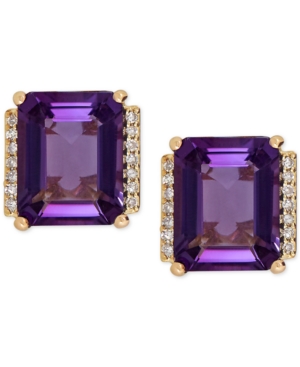 Amethyst (4-1/5 ct tw) and Diamond Accent Stud Earrings in 14k Gold (Also Available in London Blue Topaz)