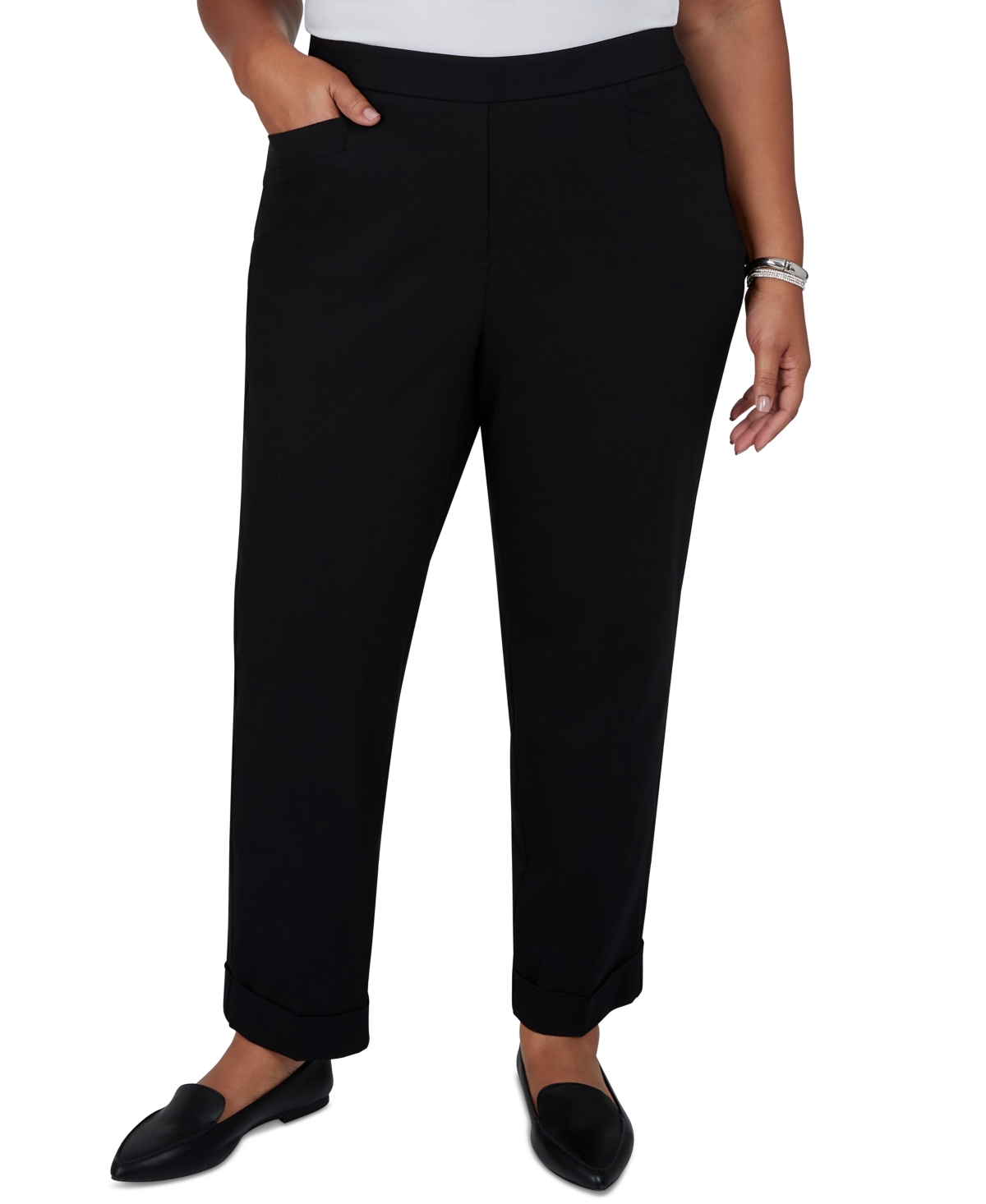 Alfred Dunner Plus Size Pull-On Cropped Mid-Rise Pants - Black
