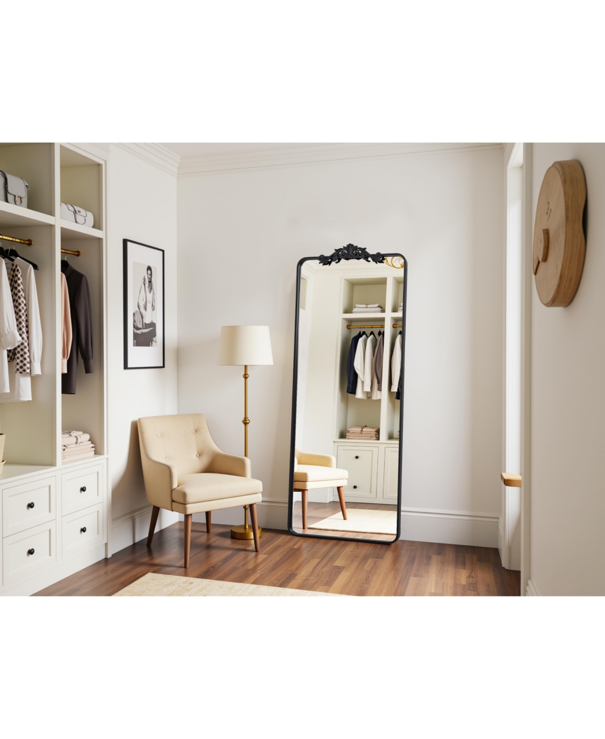 Antok Retro Full Length Mirror, 64"x21" Carved Floor Mirror for Bedroom, Hanging Mounted Living Room Cloakroom