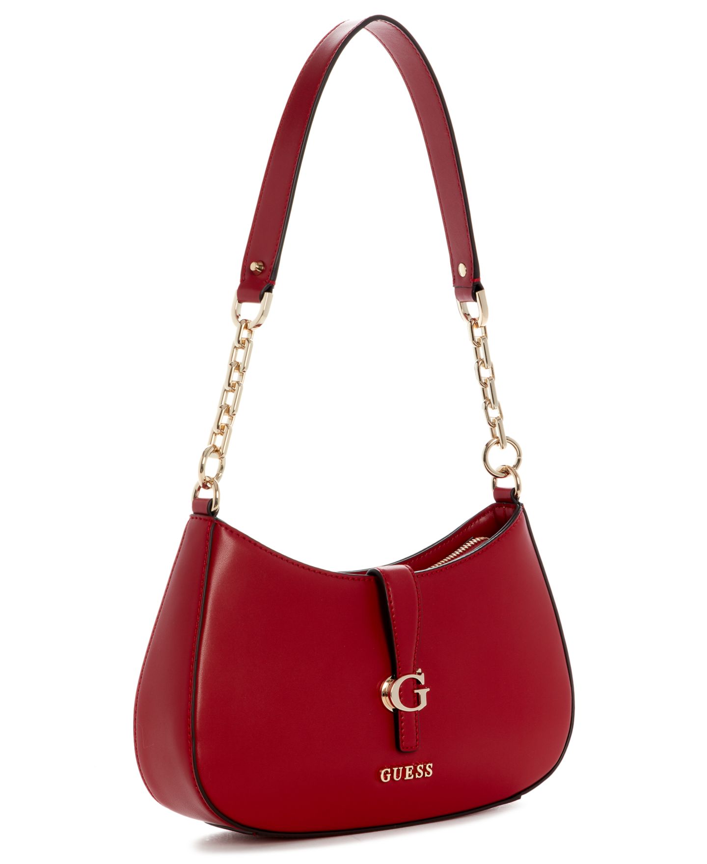 Женская сумка GUESS Carrie Small Chain Shoulder Handbag, цвет: Тёмный вишнёвый — фото 3