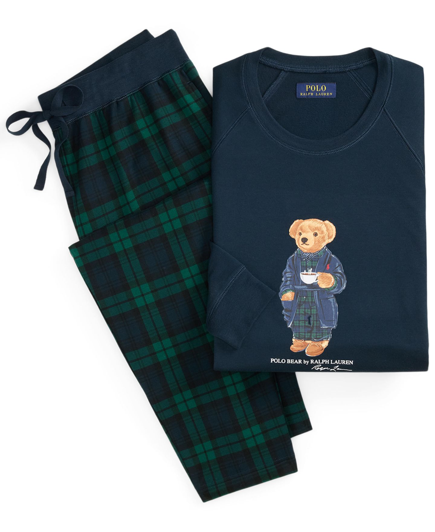 Пижамный комплект French для мужчин, махра, 2 предмета — Polo Ralph Lauren, цвет: Тёмно-синий / С принтом — фото 5