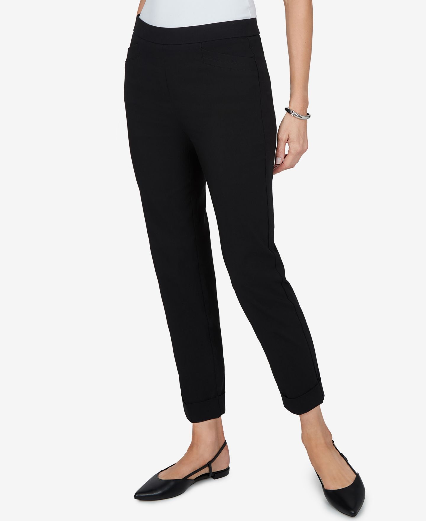 Женские брюки Alfred Dunner Petite Classics Pull-On Cropped & Ankle, цвет: Чёрный — фото 2