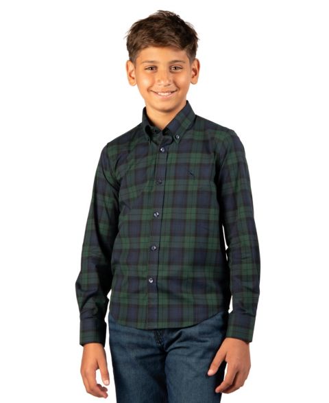 Рубашка Tailorbyrd Long-Sleeve Button-Down Collar Plaid Shirt для мальчиков, цвет: Тёмно-синий