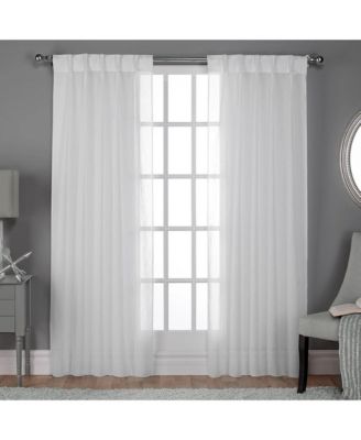 Belgian Textured Jacquard Sheer, Pinch Pleat Hidden Tab Curtain Panels (Set of 2)