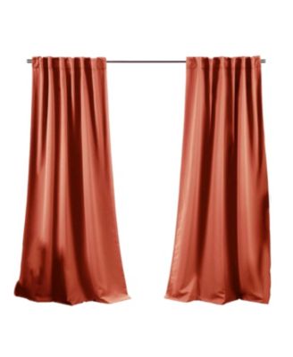 Set of 2 Apricot Thermal Blackout Curtains for Bedroom and Living Room
