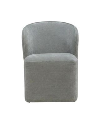 Solid Wood Upholstered Accent Dining Chair with Castors, Eclectic Style