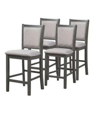 Solid Wood Counter Height Bar Stools with Polyester Upholstered Seats