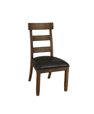 Distressed Mango Side Chair with Upholstered Faux Leather Seat