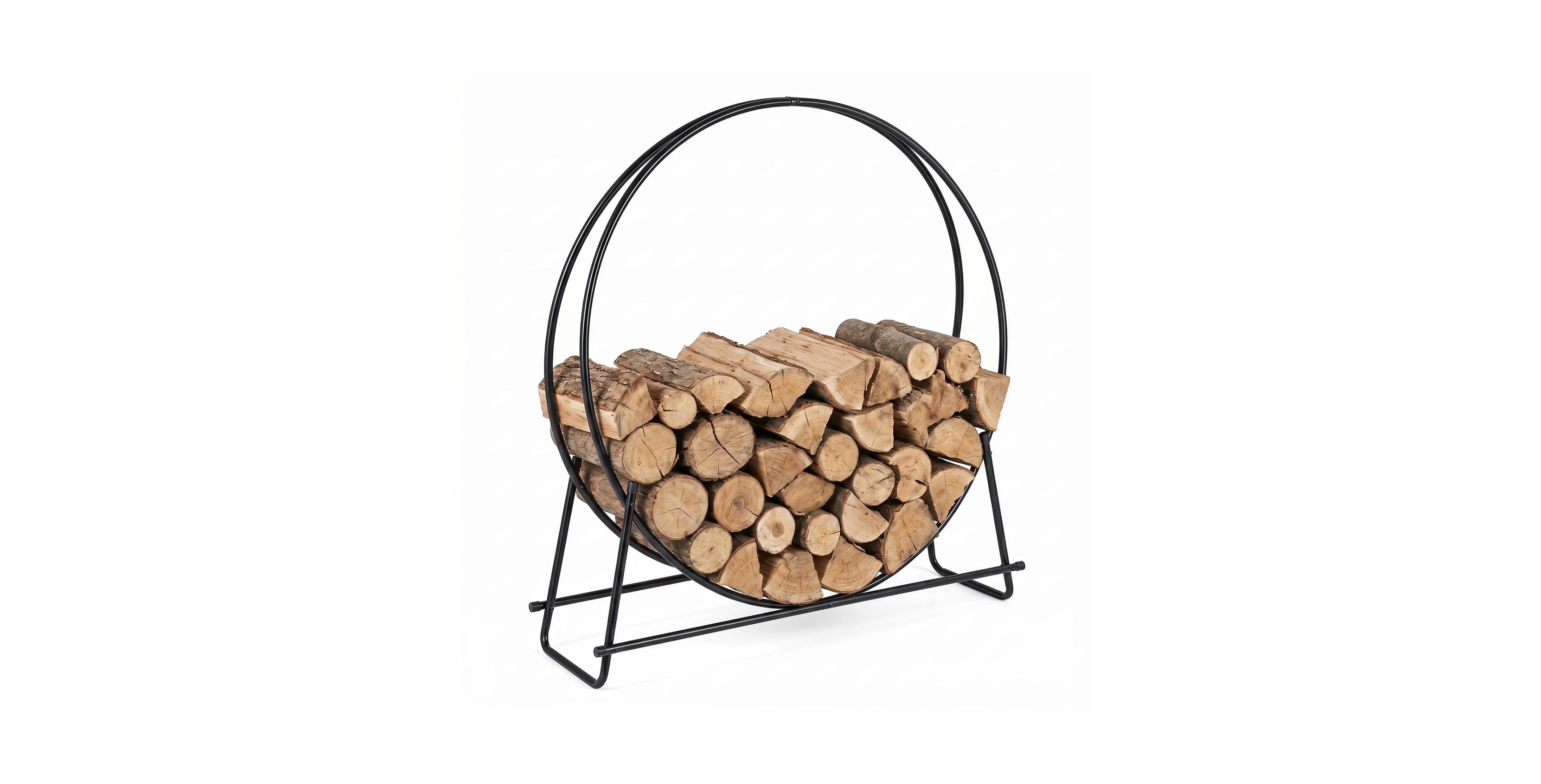 Sugift 45-Inch Round Metal Firewood Rack with Elevated Base