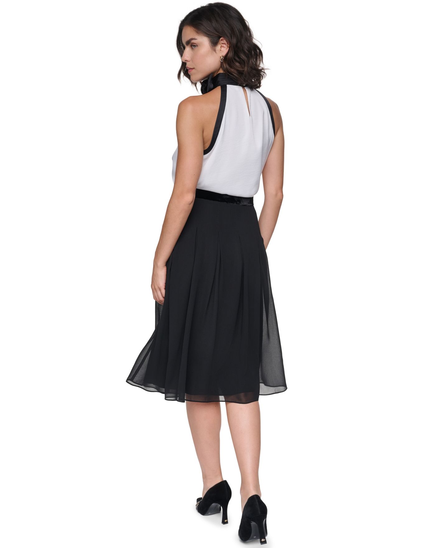 Женская юбка KARL LAGERFELD PARIS Pleated High-Waisted Midi, цвет: Чёрный — фото 5