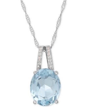 image of Aquamarine (2-1/5 ct. t.w.) and Diamond Accent Pendant Necklace in 14k White Gold